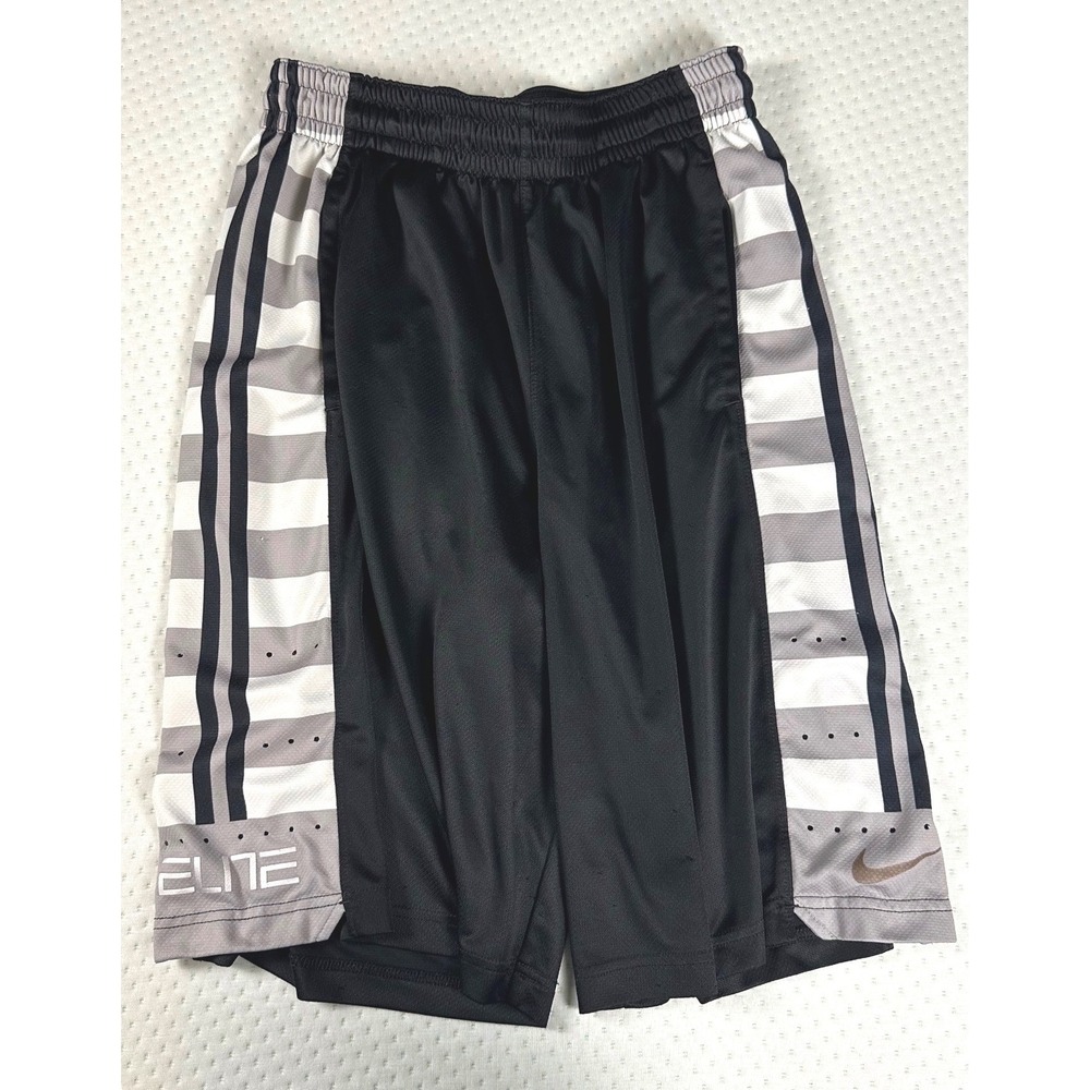 Nike Elite Mens Basketball Shorts Black Grey White Striped Dri-FIT Medium